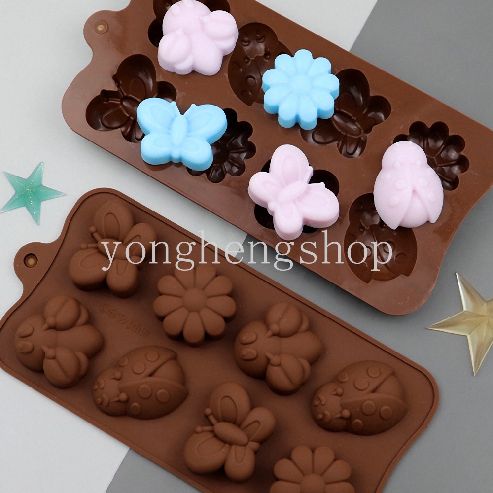 Khuôn Silicone Làm Bánh/Đá/Sô Cô La/Thạch Pudding/Thạch Hình Hoa Bướm Sáng Tạo DIY