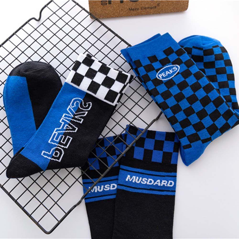 MIQUEL Vớ Cotton Cổ Vừa Họa Tiết Hình Học Phong Cách Harajuku Thời Trang Cho Nam Và Nữ