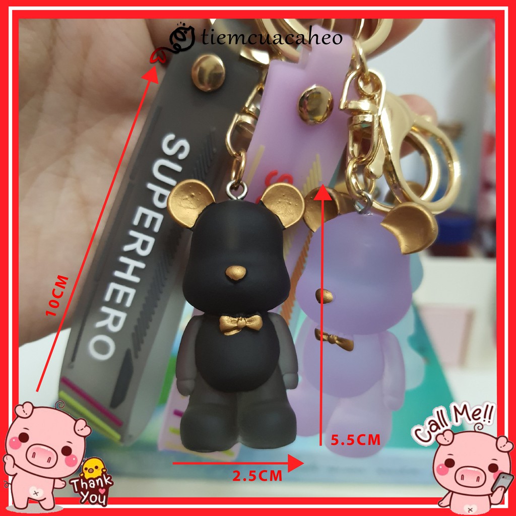 (Sẵn Hàng tại SG, ship hỏa tốc 2h) Móc khóa Hoạt Hình nhân vật Bearbrick kèm dây Cao Su, keychain cartoon tiemcuacaheo