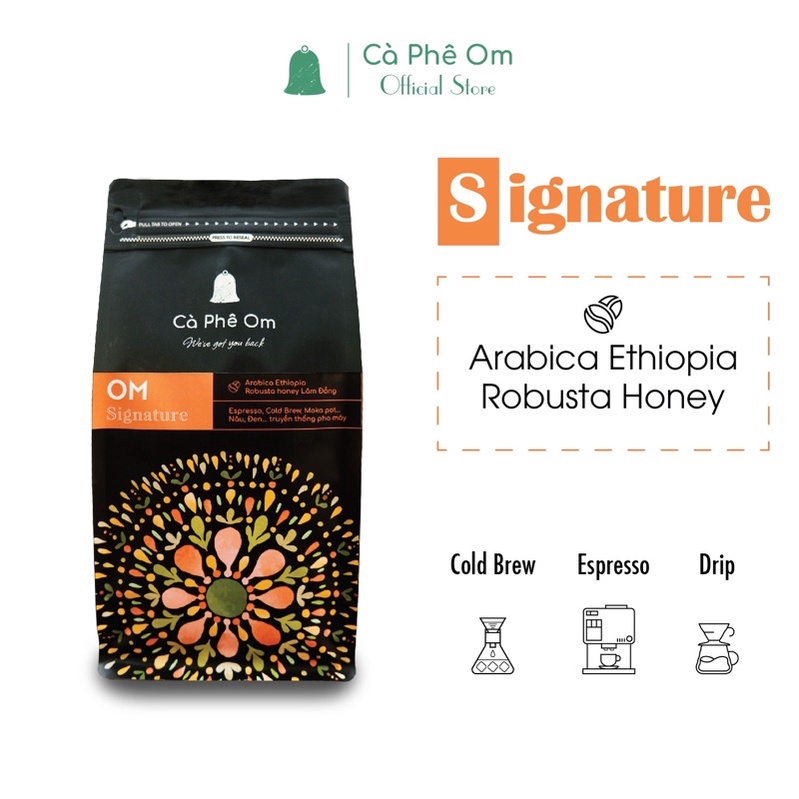 Cà phê hạt Blend Arabica Ethiopia Robusta Honey , cafe rang xay nguyên chất dùng pha máy, pha cold brew