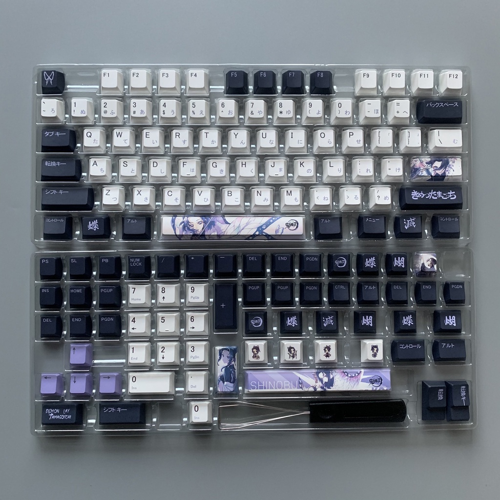 Nút Bàn Phím Cơ Demon Slayer Kochou Shinobu Keycap Nhuộm Màu PBT 137 Phím Cho 61/78/8/104.etc
