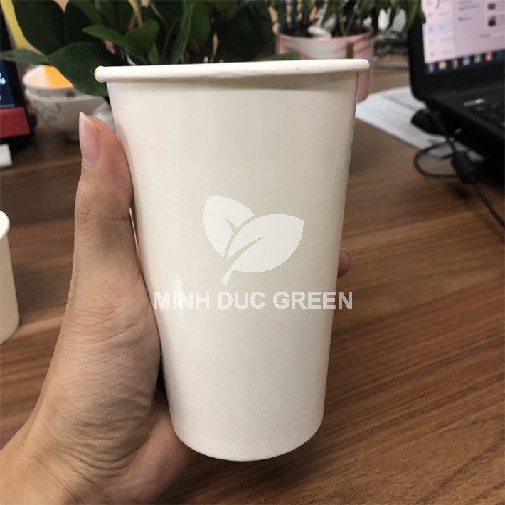 [Giá sốc] 100 ly cốc giấy trắng uống nước, cafe, nước ngọt, trà chanh, trà sữa 480ml - 16oz EU | Cốc giấy Minh Đức Green