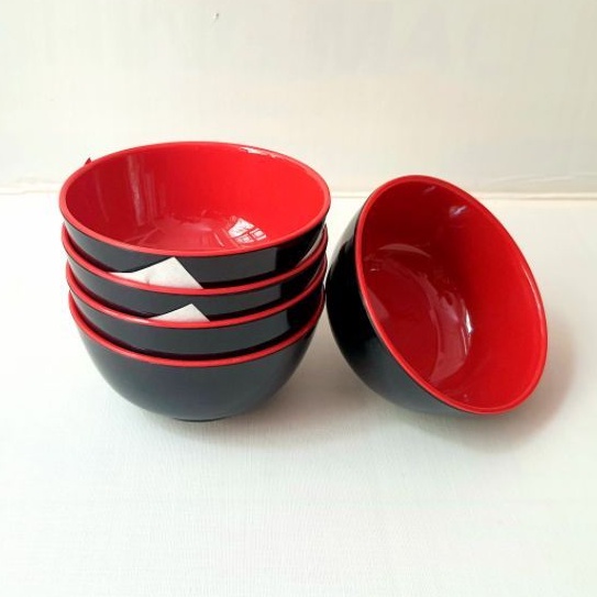 Combo 100 chén cơm CO02 nhựa melamine 2 lớp Đỏ Đen