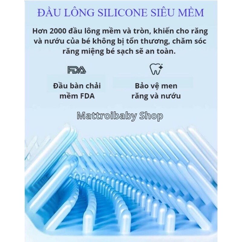 Bàn chải đánh răng thông minh chữ U silicon cho bé từ 2-6 tuổi