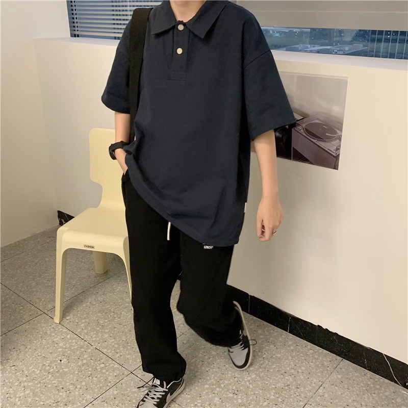 Áo Sơ Mi Cổ POLO Dáng Rộng Màu Sắc Đơn Giản Thời Trang Mùa Hè Dành Cho Nữ