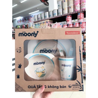 Bộ bát ăn dặm sợi tre quà tặng hãng Moony