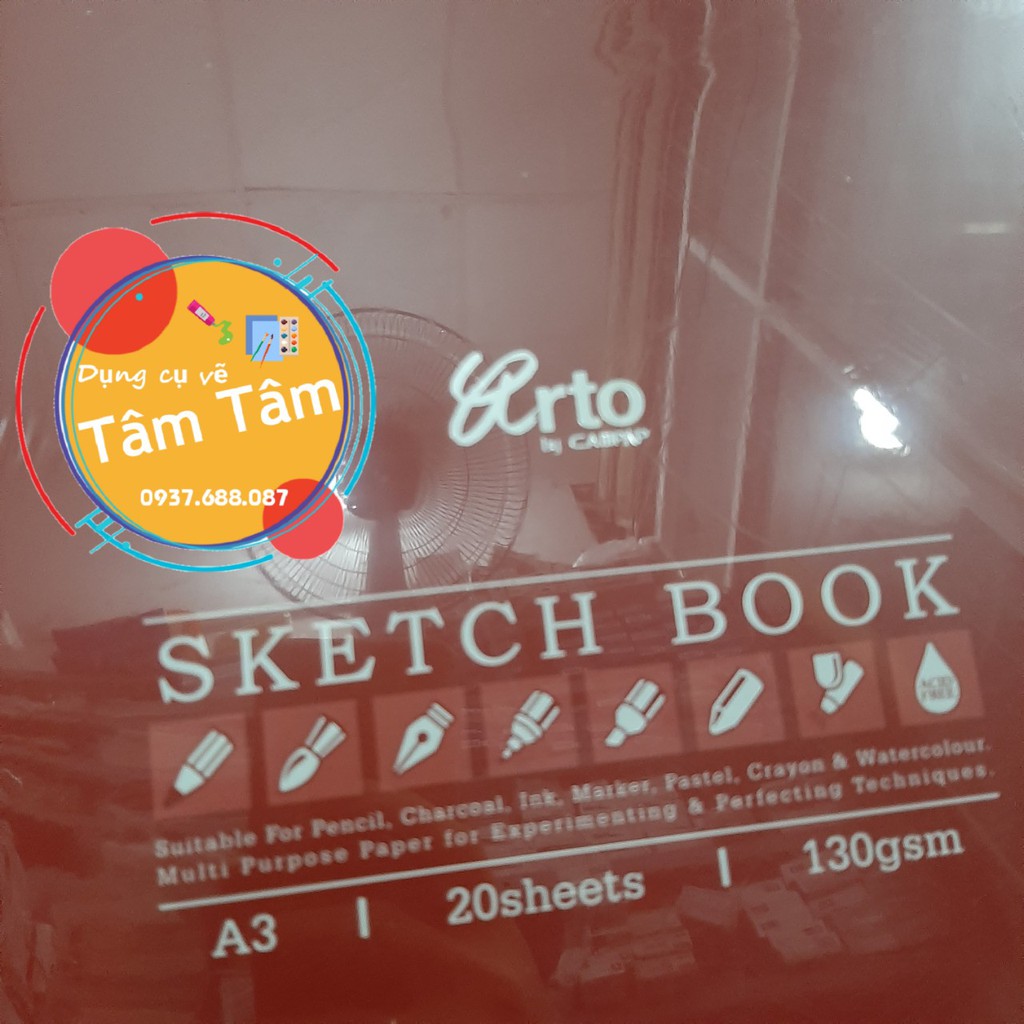 Skech book Campad, Sổ vẽ chì Campad 130gsm 20 tờ (bìa đỏ)-