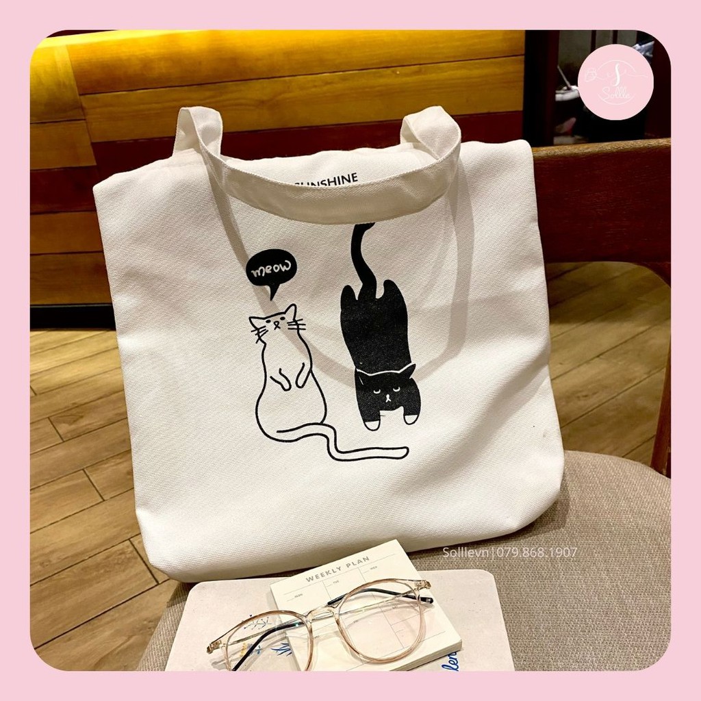 Túi tote Sollle vải canvas, túi ulzzang vải bố mộc không nhuộm hóa chất