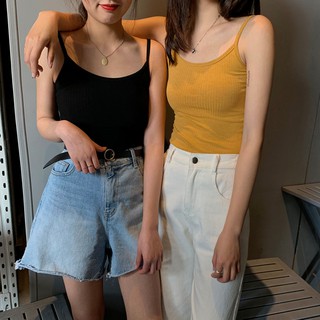 SUXI Áo dệt kim hai dây ôm dáng phong cách Hàn Quốc nữ tính