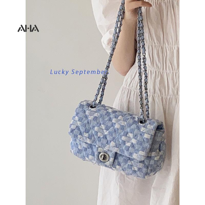 Túi xách AHA OFFICIAL đeo vai hình vuông cỡ nhỏ phối dây đeo sợi xích thời trang cho nữ