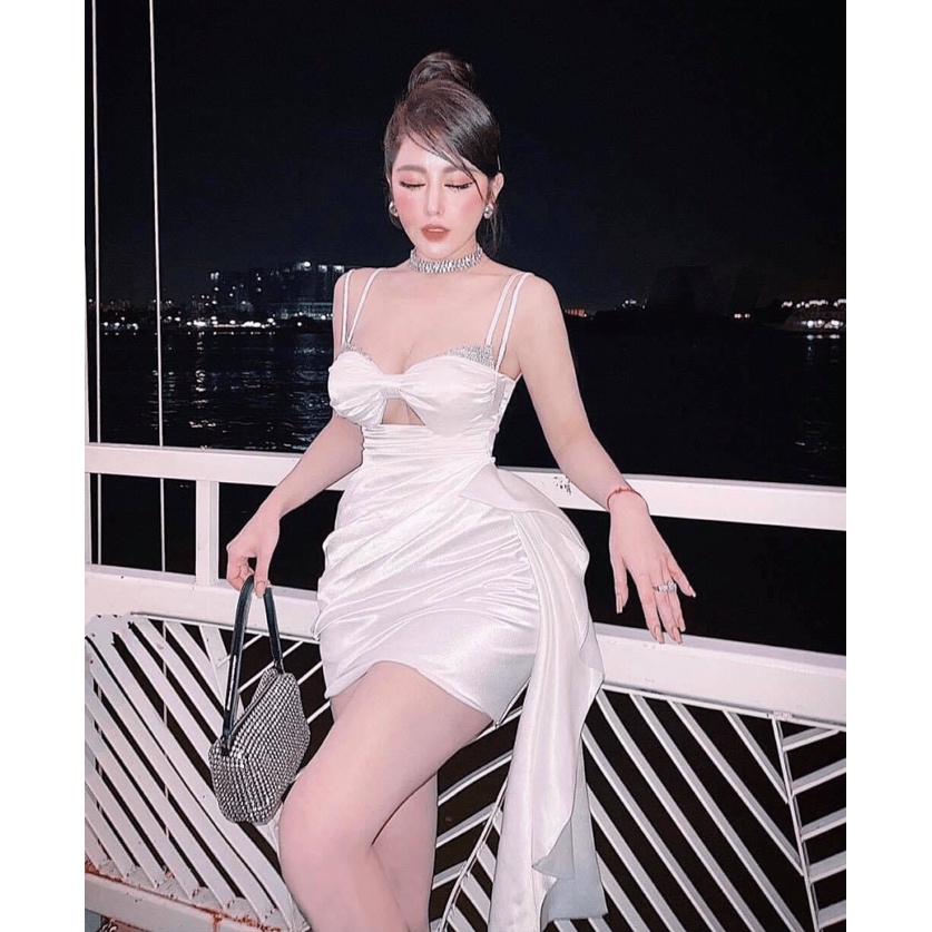 (MẪU MỚI) SIÊU PHẨM CỰC HOT ĐẦM BODY PHI CẮT XẺ HAI DÂY ĐÍNH ĐÁ NÓNG BỎNG KHOÉT NGỰC PHỐI TÀ ĐI VŨ TRƯỜNG CHANH XẢ PI HH