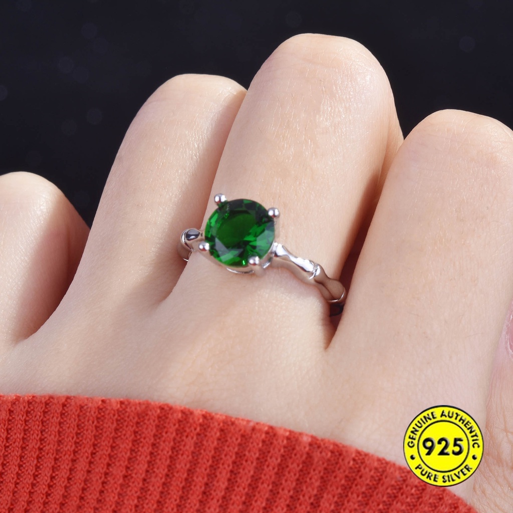 Nhẫn hở hình cây tre đính đá nhiều màu