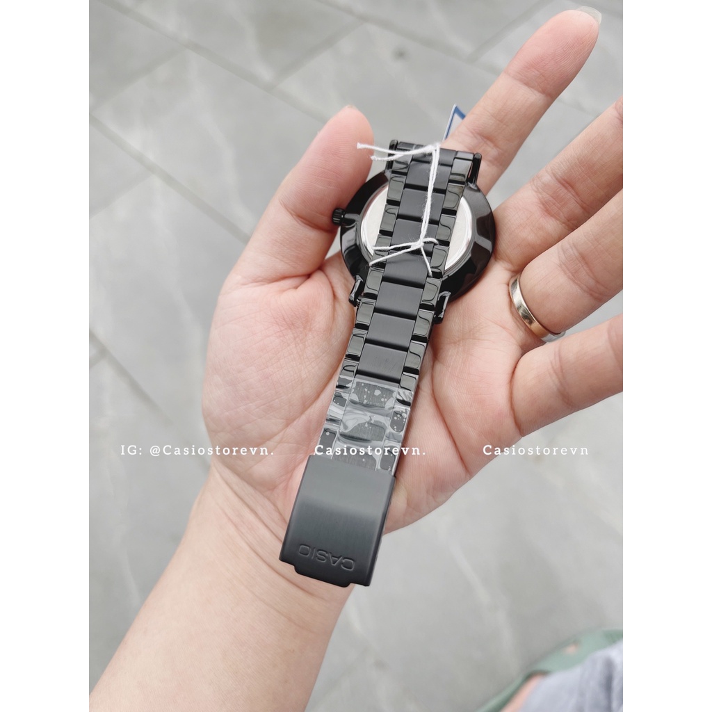 Đồng hồ Nam Casio MTP-VT01B-1B, đồng hồ chính hãng, dây thép đen mặt đen