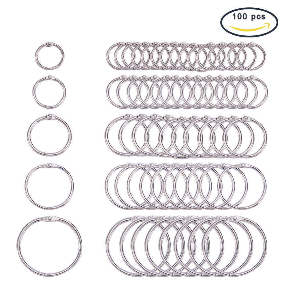 Gói 100 khoen kim loại 5 kích cỡ dùng làm sổ gáy xoắn