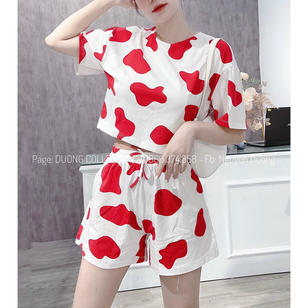 B75 Bộ Bò Sữa Cotton Mặc Nhà- Áo Cộc Quần Đùi