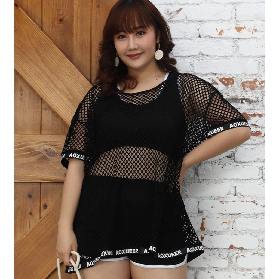 Đồ Bơi Nữ Hai Mảnh Bigsize Kèm Áo Lưới AT198 ShopMaySG Cho Cân Nặng 67Kg-85Kg