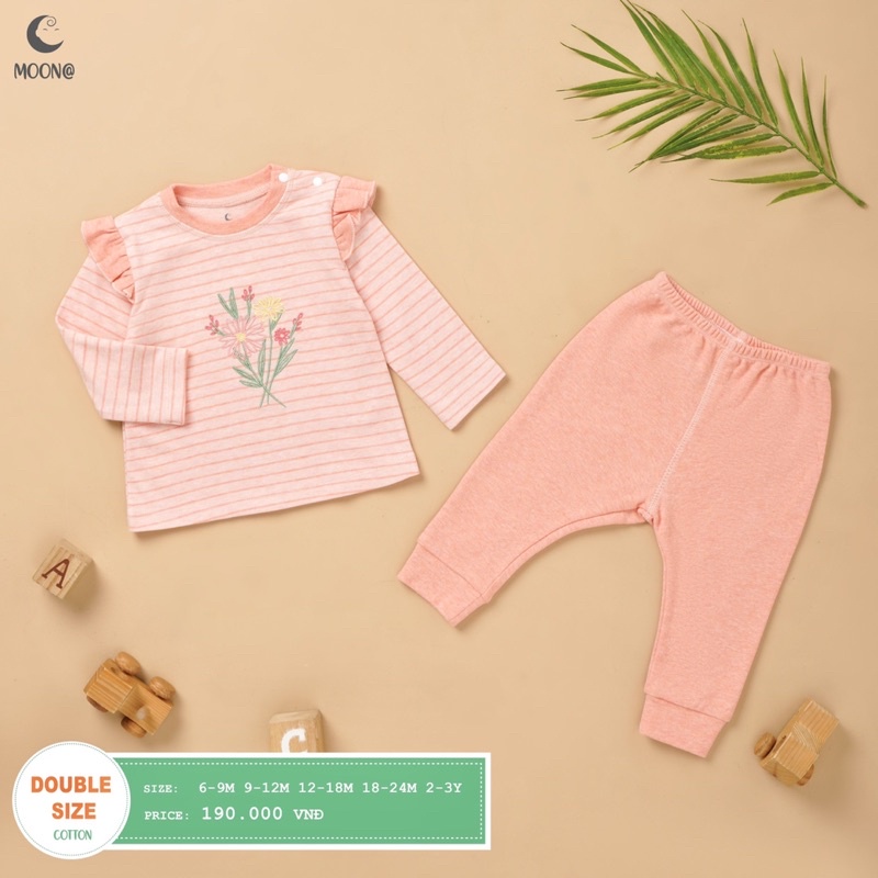 [CHÍNH HÃNG] Bộ dài tay nỉ nhung họa tiết trẻ em bé trai / bé gái Moon (Sz 6m-3y)