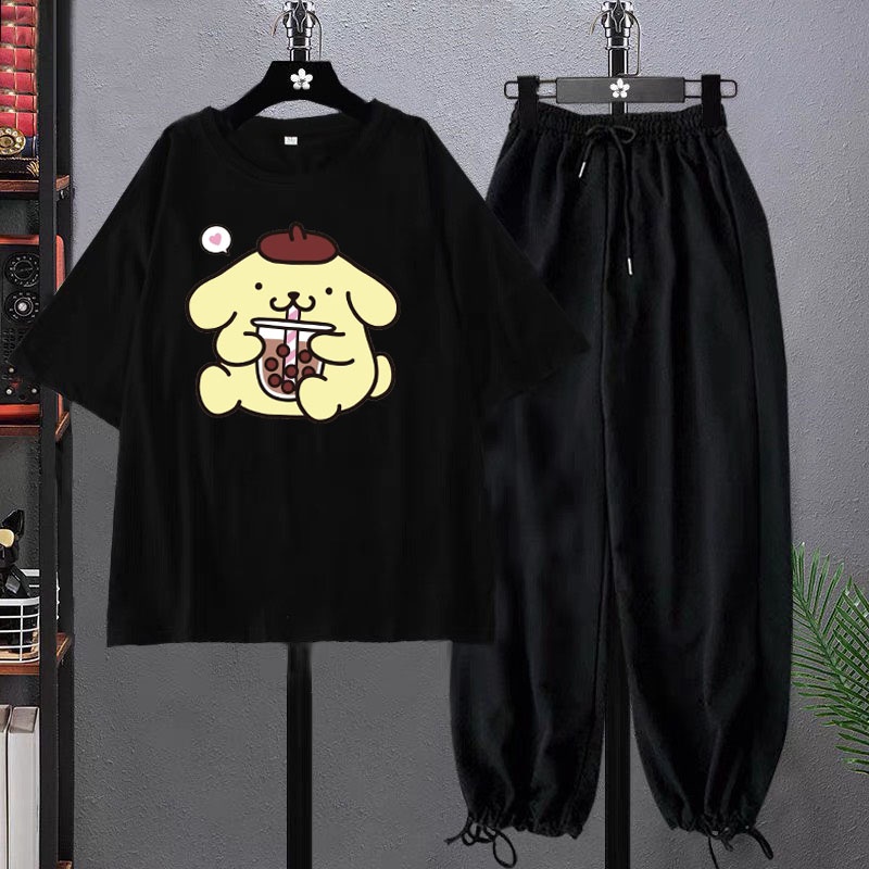 Sét Áo Gấu vàng + quần bom chun, Áo thun from rộng, Chất đẹp không xù, quần suông ống rộng, Sét bộ mặc ở nhà - MODY