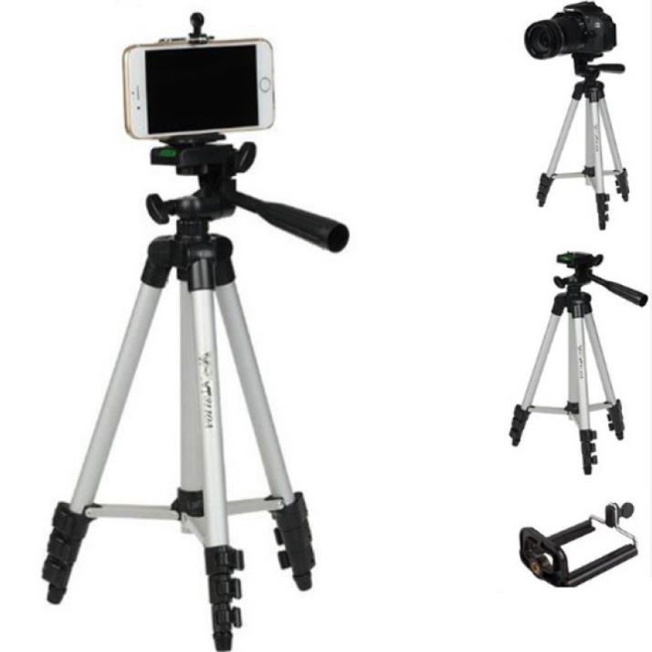 Gậy chụp ảnh 3 chân Tripod 3110 có kẹp điện thoại 3 chân kéo dài cao 1020mm giá đỡ chụp hình điện thoại máy ảnh tiện lợi