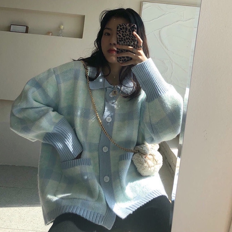 Áo len phối sọc xanh vintage | BigBuy360 - bigbuy360.vn