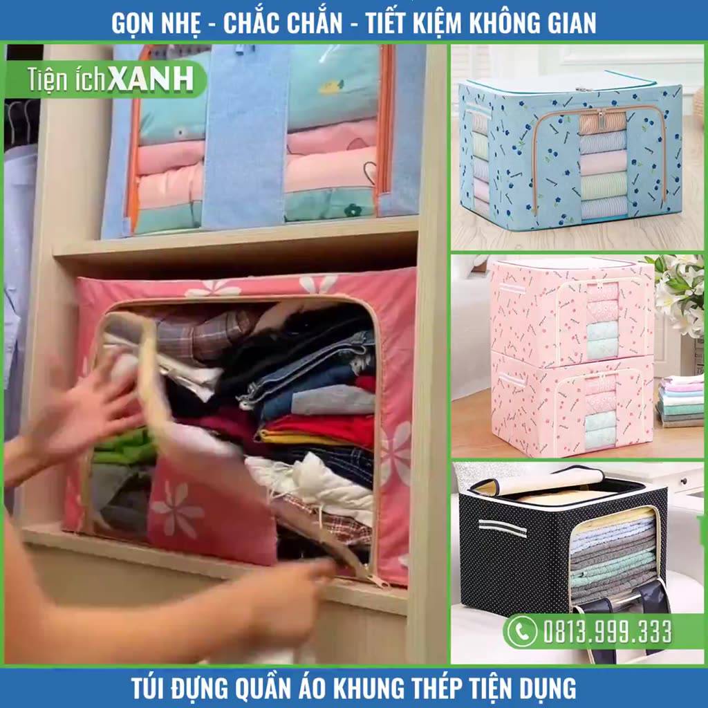TÚI VẢI KHUNG SẮT ĐỰNG/ XẾP GỌN QUẦN ÁO  giá rẻ