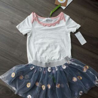 Set áo body và chân váy ren cho bé gái