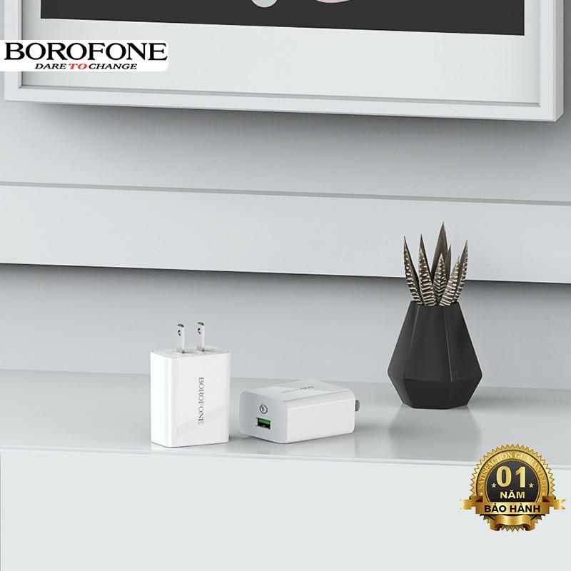Củ sạc nhanh 18W Borofone BA21 cổng USB, QC 3.0 - Chính hãng
