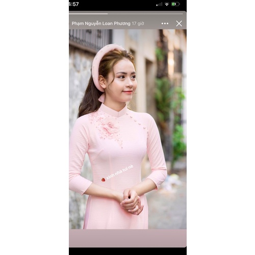 Áo dài voan xước siêu cấp 4 tà mềm mịn-điểm nhấn hoa ren ở ngực vô cùng điệu đà