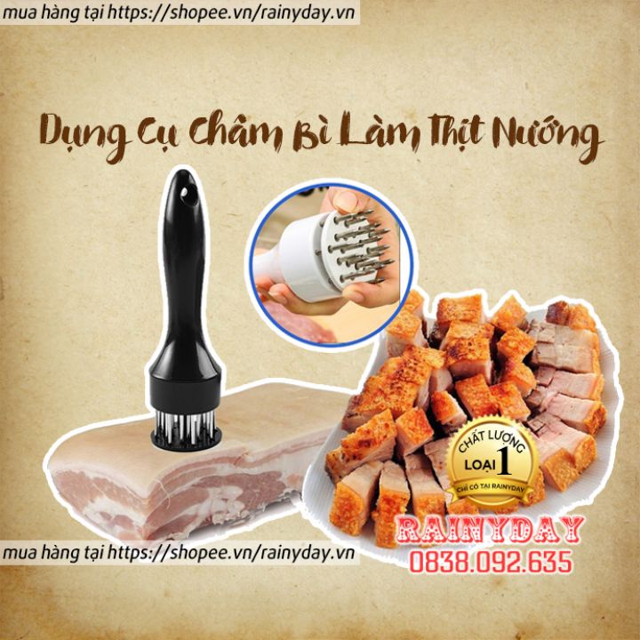 Dụng cụ xăm thịt, cây đâm châm bì thịt dằm làm mềm thịt bò, thịt lợn heo quay thông minh