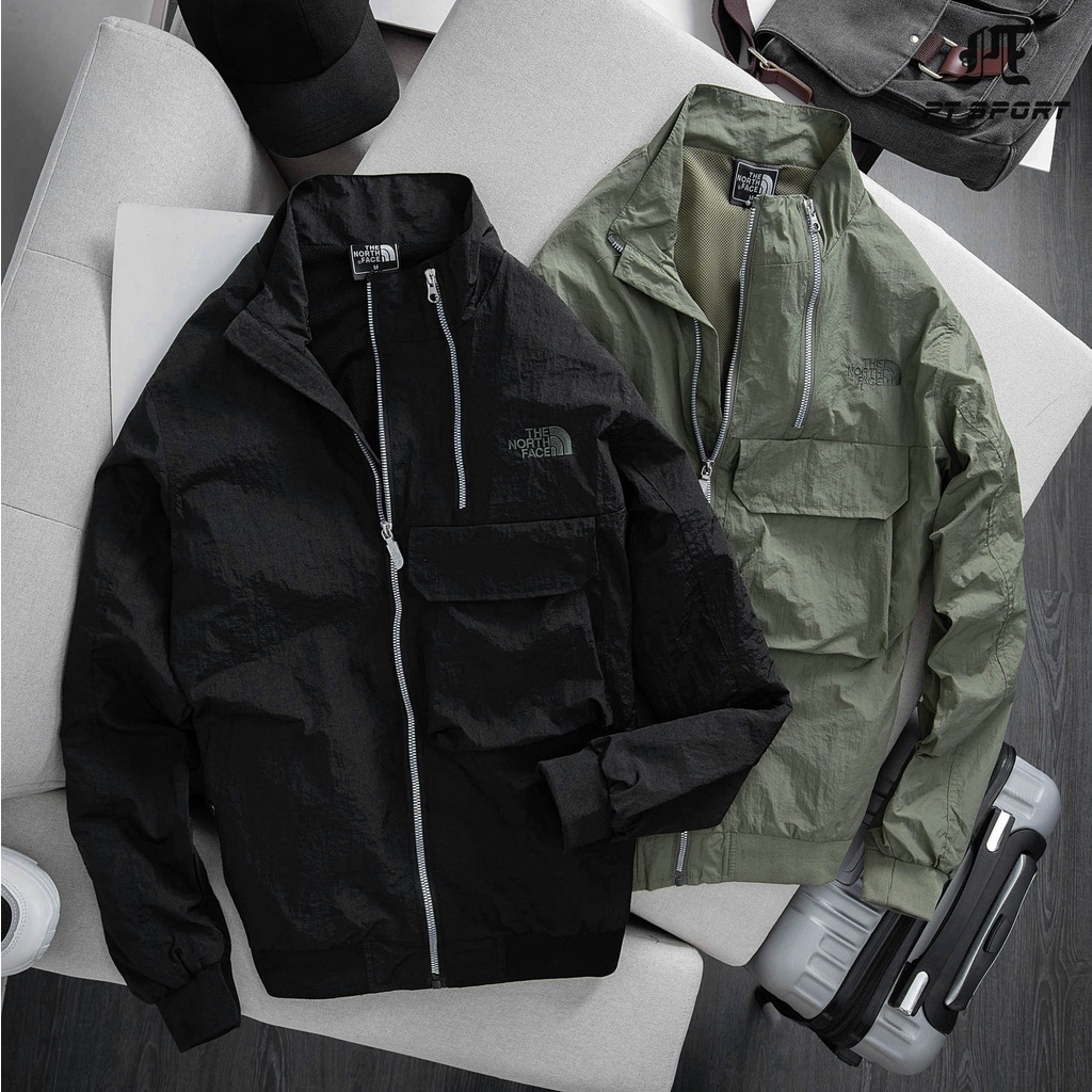 Áo Gió Bomber 2 Lớp Lót Lưới Túi Ngực, Logo Thêu [5060]
