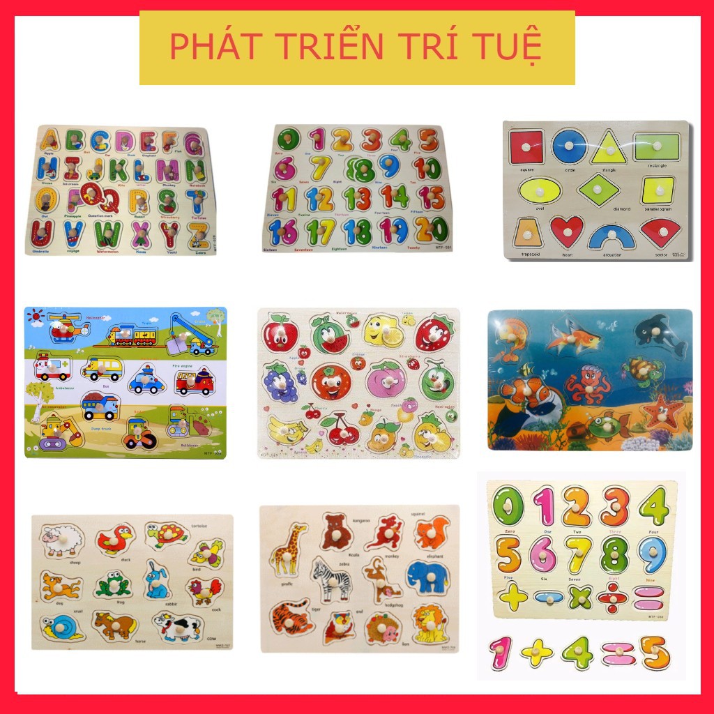 [Mã LIFETOYS1 giảm 30K đơn 99K] Đồ Chơi Xếp Ghép Hình Bảng Núm Gỗ Loại 20x30 Cm Nhiều Chủ Đề Hàng Chuẩn Đẹp