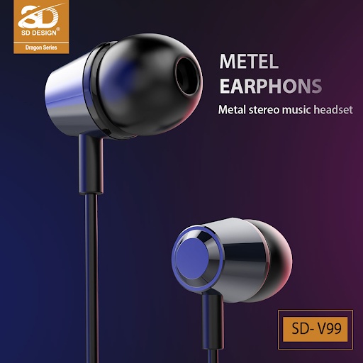 Tai nghe nhét tai SD Design V99 thiết kế hiện đại có mic bảo hành 1 đổi 1 trong 12 tháng