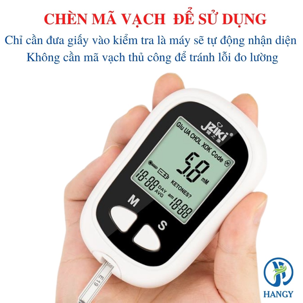 Máy đo đường huyết Jziki nhập khẩu HANGY [kèm 50 que thử và 50 kim]