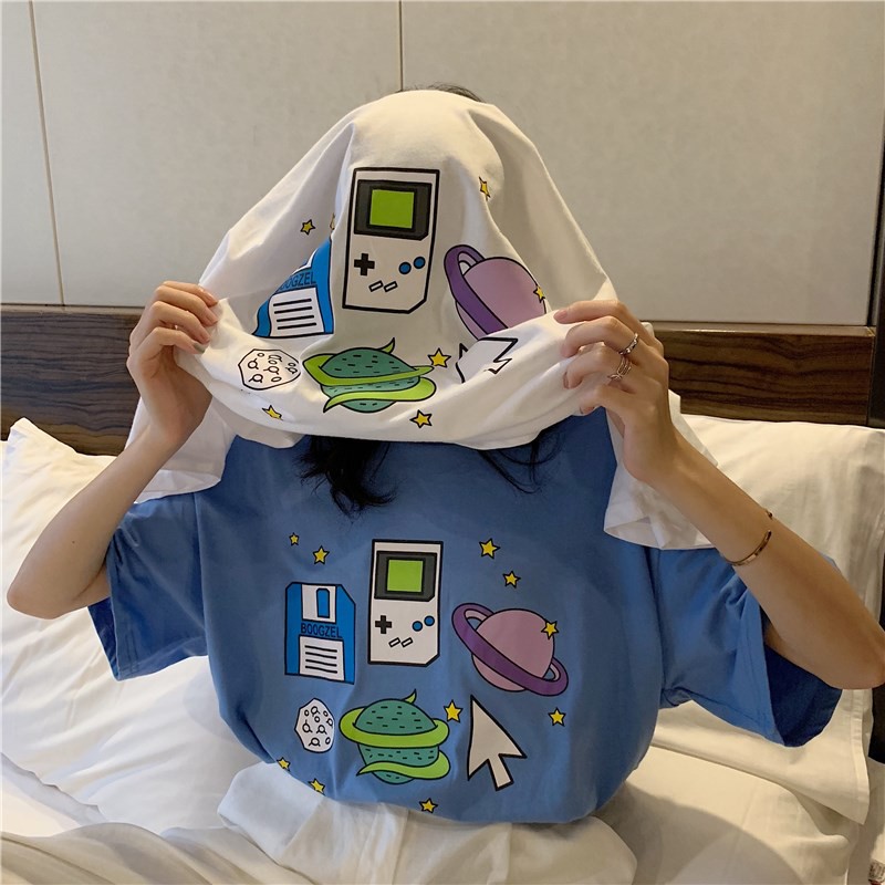 Áo thun tay lỡ unisex hoạ tiết vũ tru đa sắc màu B052 | BigBuy360 - bigbuy360.vn