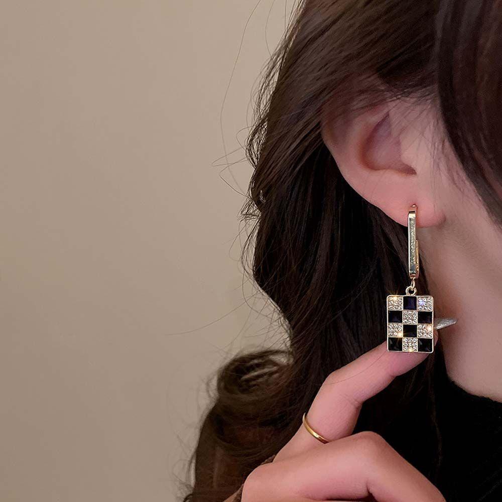 Bông Tai Dáng Dài Họa Tiết Hình Học Thời Trang Thanh Lịch Cho Nữ|Khuyên Tai Tròn Hàn Quốc