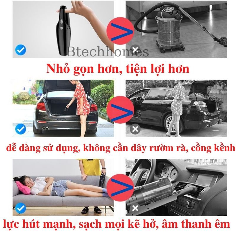 Máy Hút Bụi Cầm Tay Mini FREESHIP Máy Hút Bụi Ô Tô, Lực Hút Cực Mạnh Thuận Tiện Hút Bụi Ô tô, Nhà Cửa Sofa