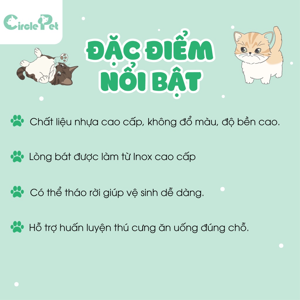 Bát Ăn Cho Thú Cưng Hình Tròn Chất Liệu Nhựa Nguyên Sinh Cao Cấp PIAN PIAN Nhiều Kích Cỡ - Circle Pet