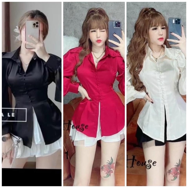 Sơ mi tơ lụa hot cột lưng siêu gọn 55-90kg phối với gì cũng đẹp