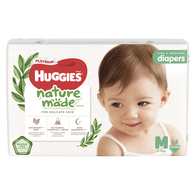 Tã Dán Huggies Platinum Nature Made Size NB60/S82/M64/L54/XL44/XXL36