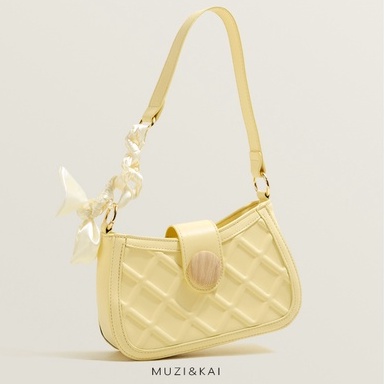 🌸Hàng Order🌸 Túi Xách Muzi&kai Chính Hãng Da Trơn Vân Họa Tiết Quai Da Phối Xích Quấn Nơ Sang Chảnh Nữ Tính 🌸 Quảng Châu