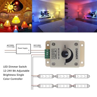SUNAGE- ~LED Dimmer Switch 12-24V 8A Adjustable Brightness Single Color Controller    .【SUNAGE-HOT Fashion】