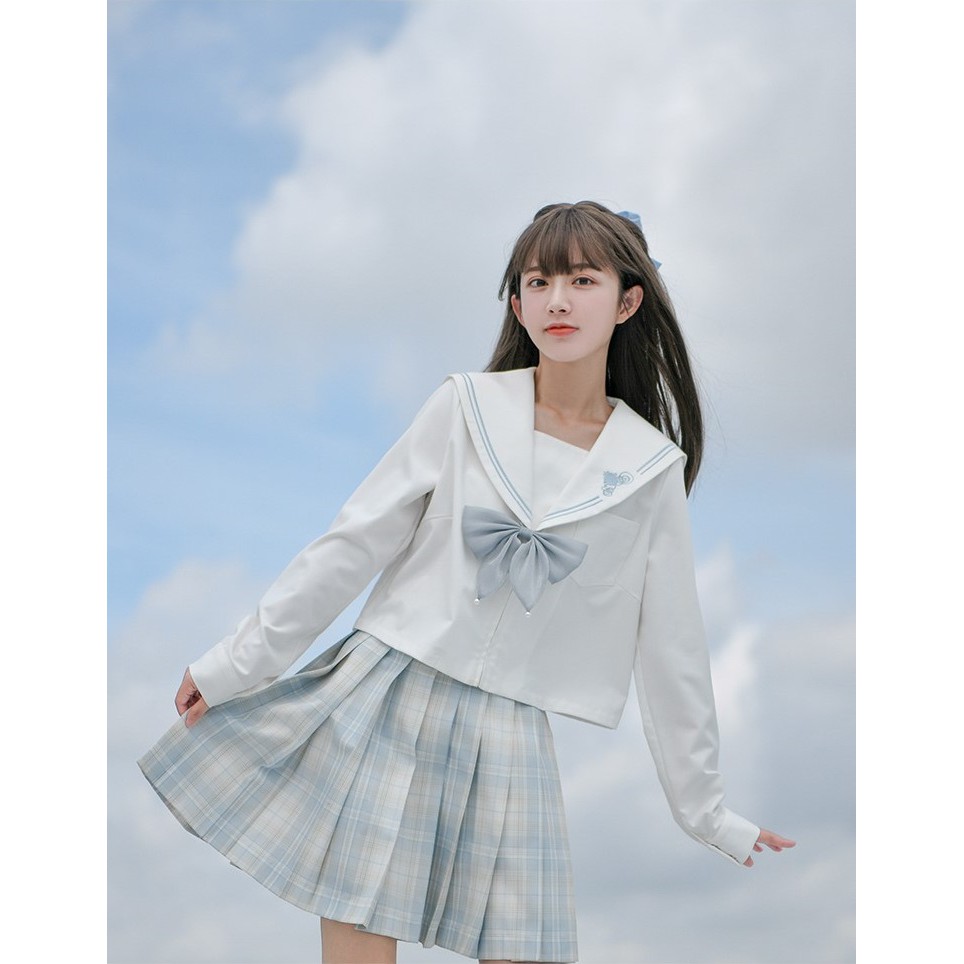 Áo blouse tay ngắn/dài kèm nơ đồng phục Seifuku cổ thủy thủ - Cinderella