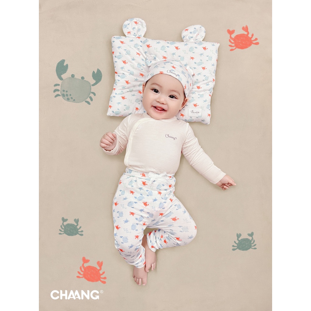 [CHÍNH HÃNG] Bộ quần áo dài tay cúc chéo kèm mũ sơ sinh Tigger Chaang