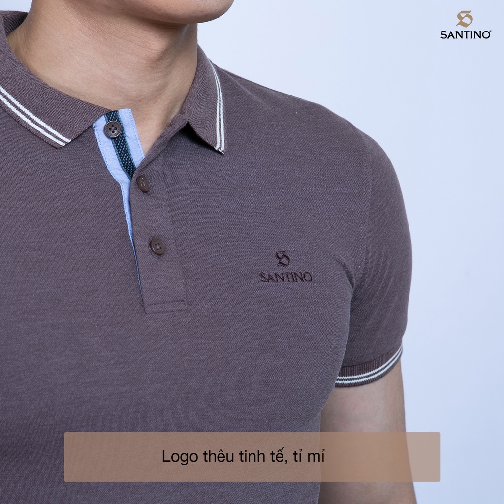 Áo Polo nam cổ bẻ vải Cotton SANTINO  phối bo cổ cao cấp, co giãn 4 chiều, thoáng mát, form ôm nhẹ trẻ trung - B125
