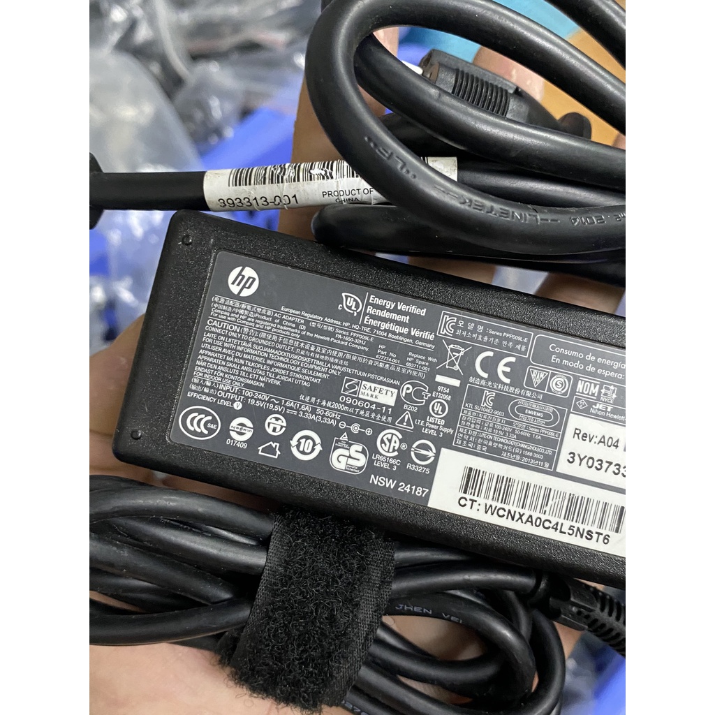 Sạc laptop HP 19.5V-3.33A 65W chân kim to bản gốc zin tháo máy