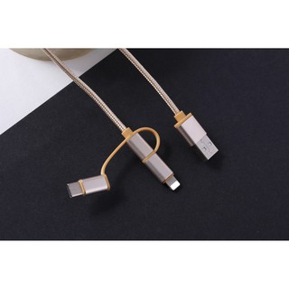 DÂY SẠC NHANH 3 ĐẦU IPHONE, ANDROID, TYPE C