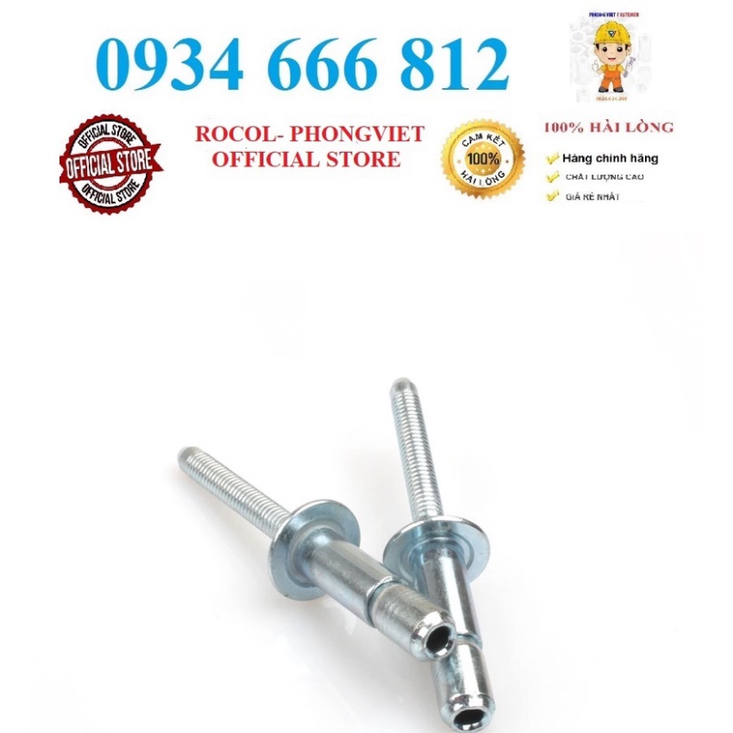 50c đinh rive thép đầu ống 4.8x10, 4.8x14