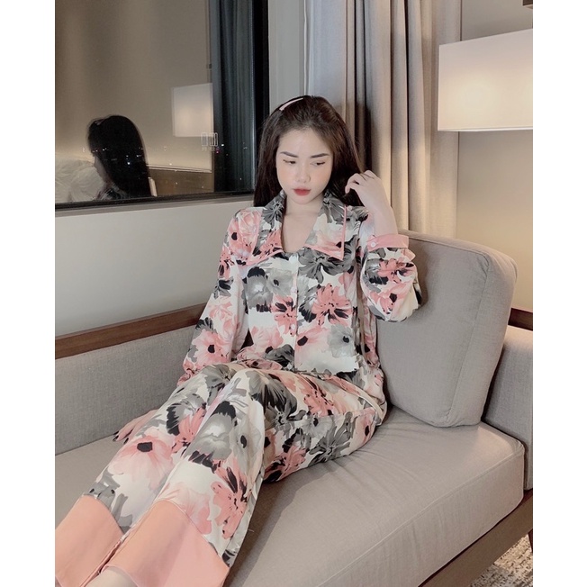Đồ pijama,Bộ lụa mango mặc nhà,bộ pijama tay dài,đồ bộ mặc nhà