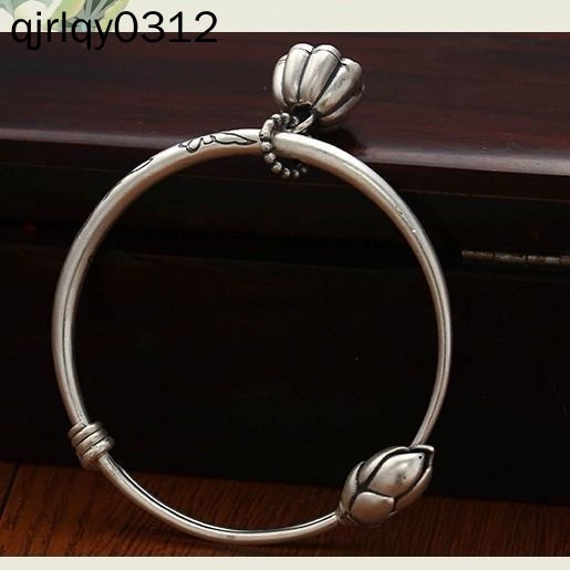 Vòng Tay Bạc s990 Mặt Hoa Sen Thời Trang Thanh Lịch