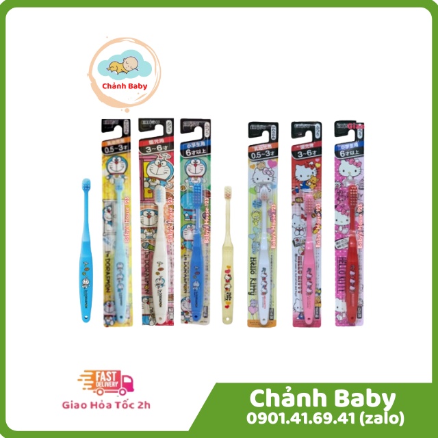 BÀN CHẢI ĐÁNH RĂNG EBISU - HELLO KITTY - DORAEMON CHO BÉ TỪ 6 THÁNG
